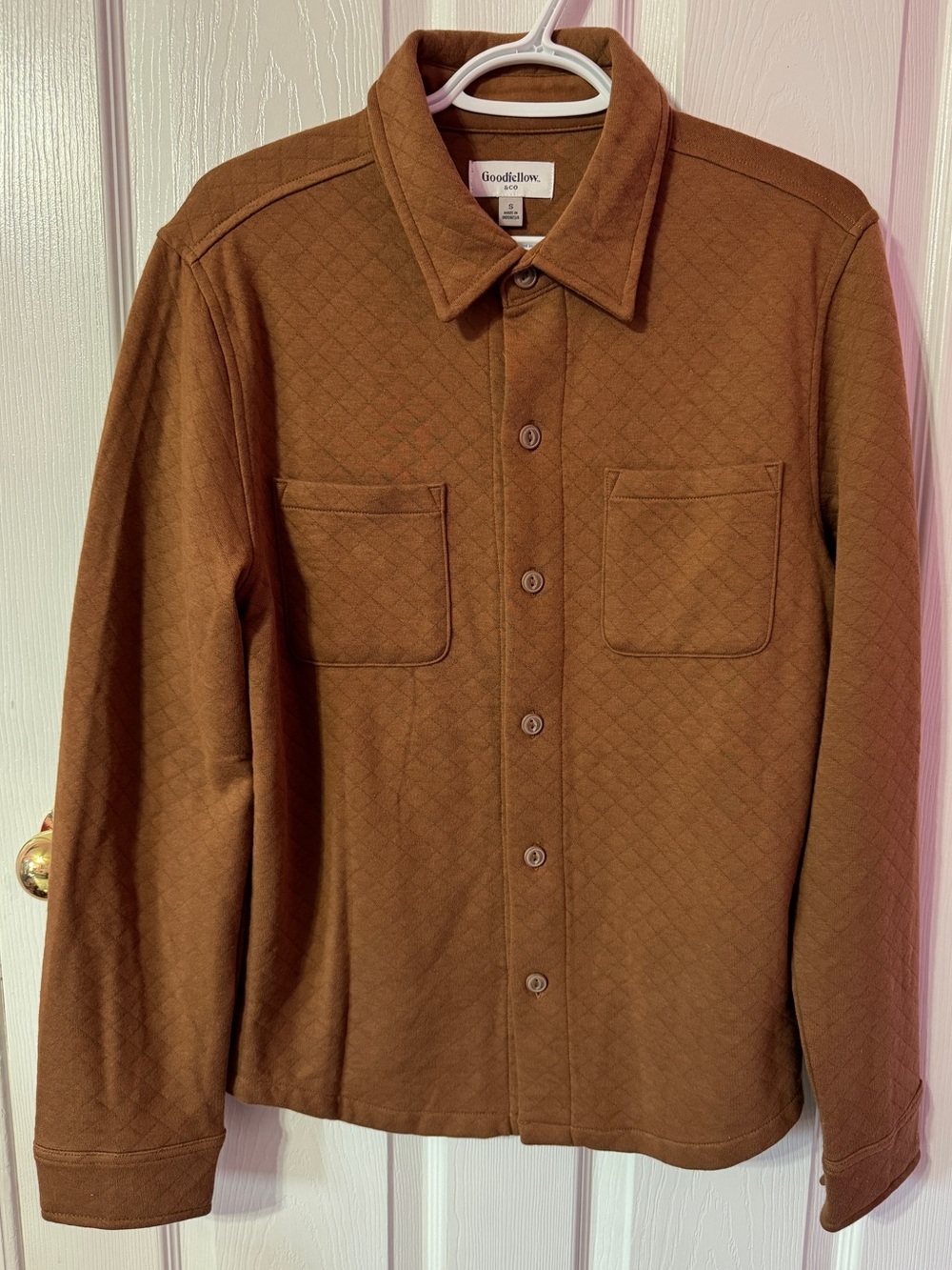 Goodfellow & Co Brown Quilted Button-Up Shirt Jacket